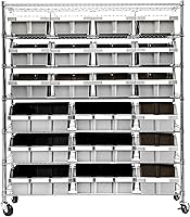 Seville Classics NSF Heavy Duty Bin Rack Wire Shelving Unit with 21 Bins - Patented Garage Warehouse Organizer, Gray