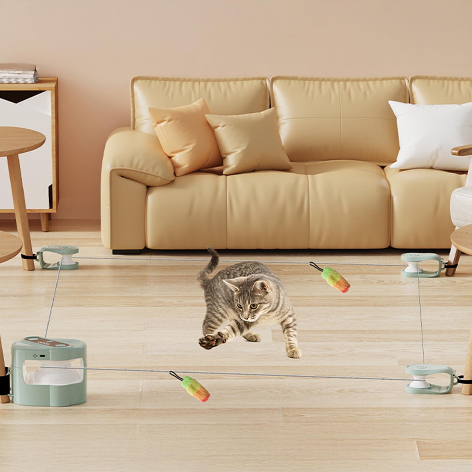 Giocattoli per gatti elettrici, tapis roulant, automatici/telecomandato, per gatti, modalità auto e manuale, ricaricabili USB, giocattolo interattivo simulato per gatti (blu)