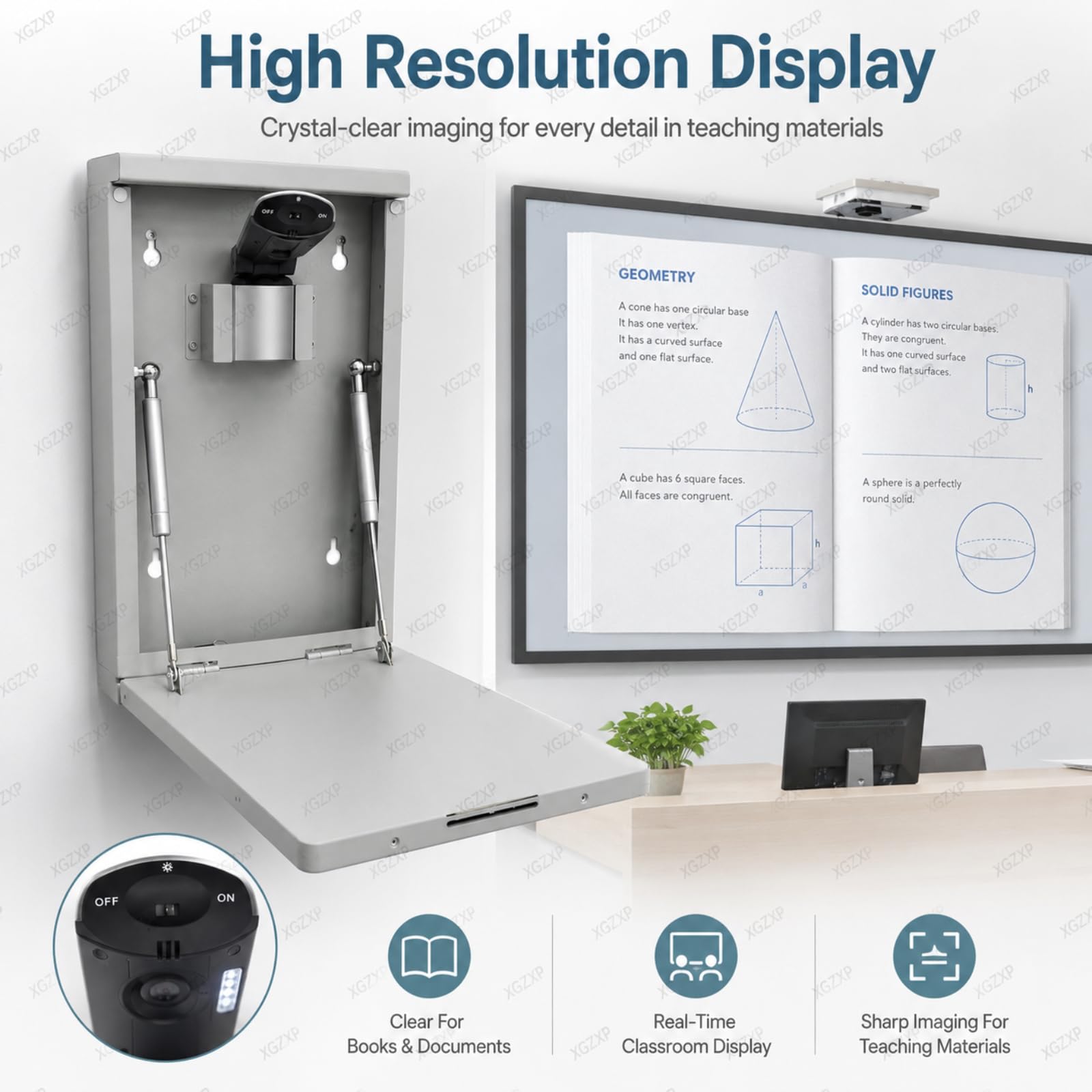 Videocamera USB da Parete per Documenti, Visualizzatore per La Didattica con Blocco, Scansione di Documenti E Registrazione di Presentazioni, Annotazione su Lavagna, Ideale per 5mp