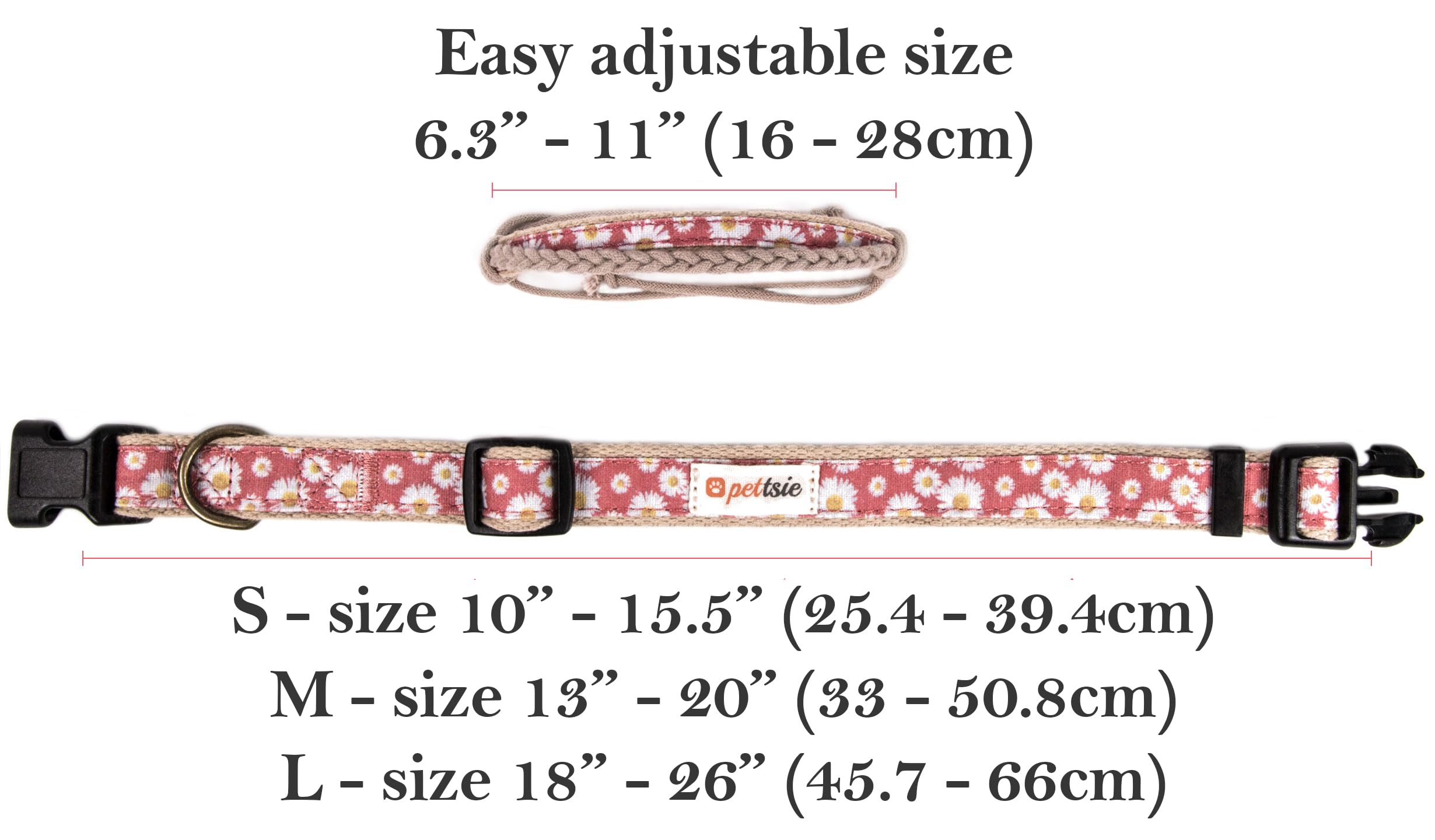 Pettsie Collier Bandana pour Chien, Bracelet d'amitié Assorti au propriétaire, Coffret Cadeau, 3 Tailles faciles à régler, Chanvre Doux, Anneau en D Solide pour Laisse, L, Rose