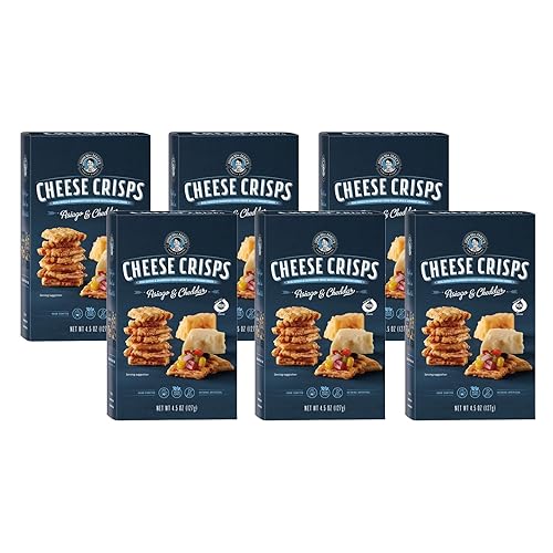 John Wm. Macy's CheeseCrisps Asiago y Cheddar Galletas de masa madre dos veces horneadas hechas con queso envejecido 100% real, sin OMG, nada