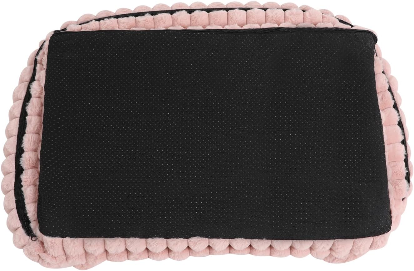 31.5in Large Dog Couch, Dog Beds for Medium Size Dogs, Cute Soft Fluffy Pet Sofa with Pillow and Removable Washable Cover, Calming Modern Style for Fuzzy Pets(Pink, 31.5 * 22.4 * 13inch)
