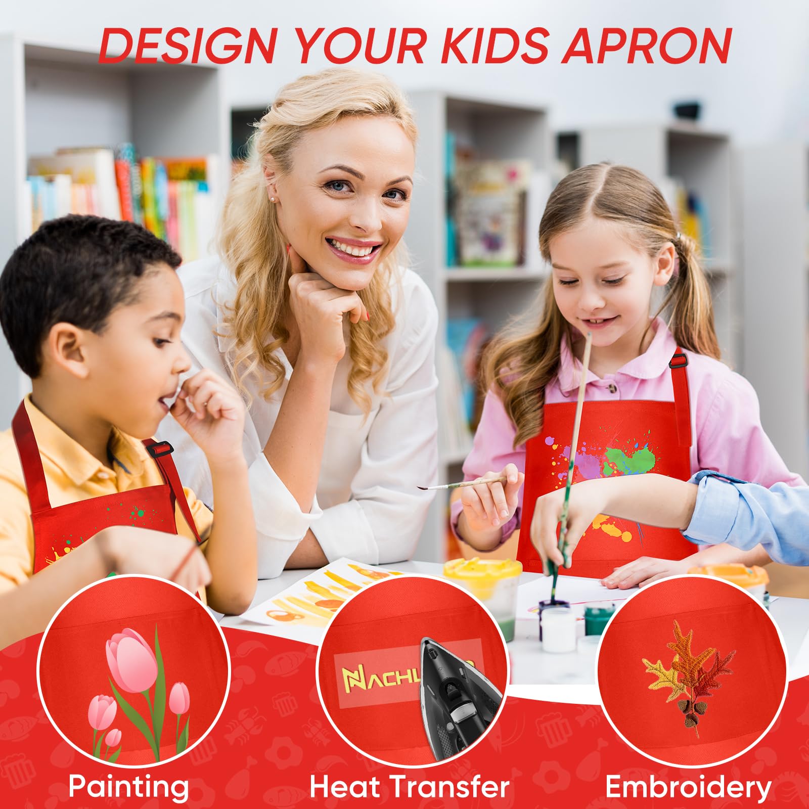 NACHLYNN 10 Pieces Kids Apron Adjustable Toddler Apron with 2 Pockets Kids Painting Aprons for Kids Painting Cooking Baking Crafts Activity (Multicolor) - Image 4