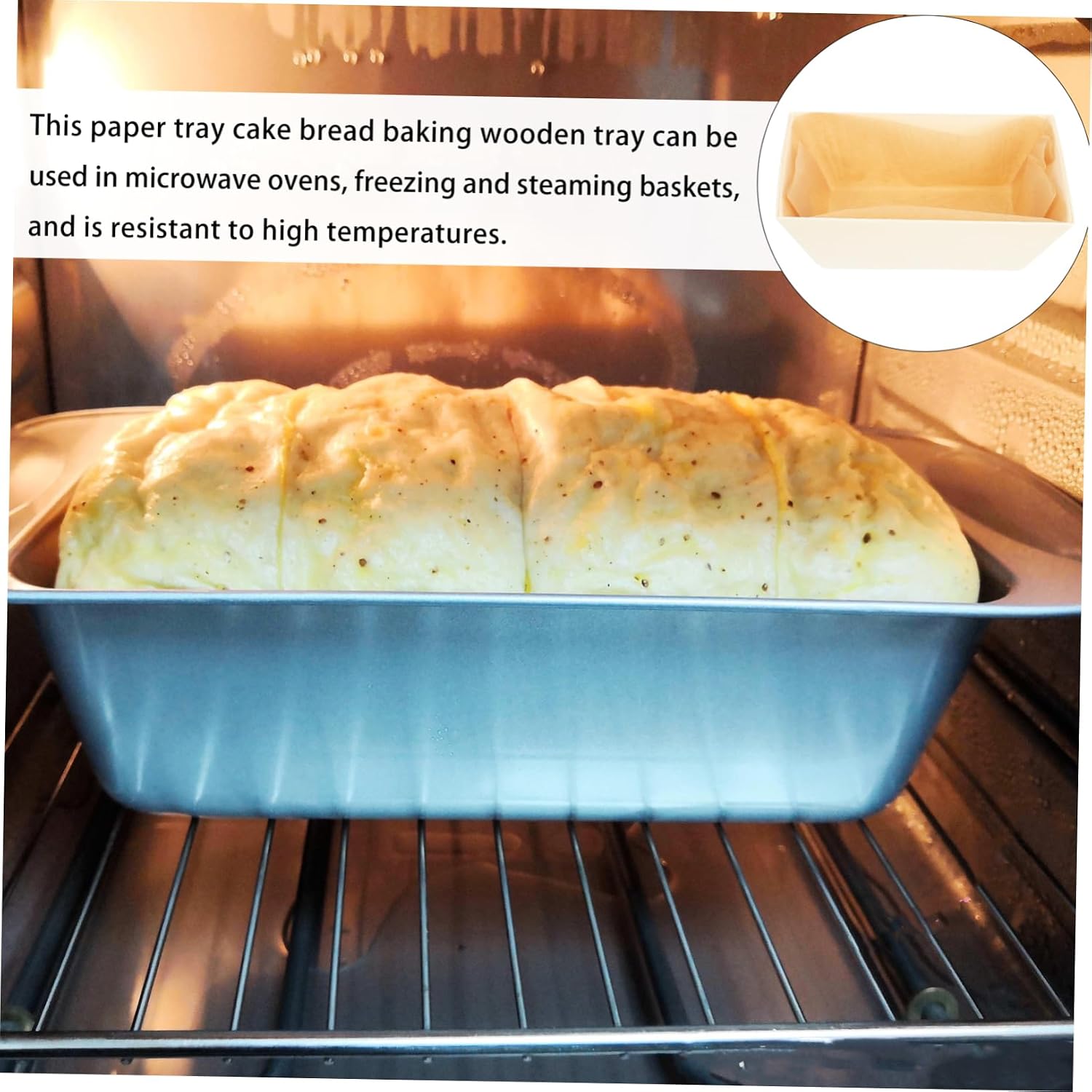 Luxshiny 3pcs High-Temperature Wooden Bread Baking with Paper Liners for Home Baking Suitable for Cakes and Bread Making