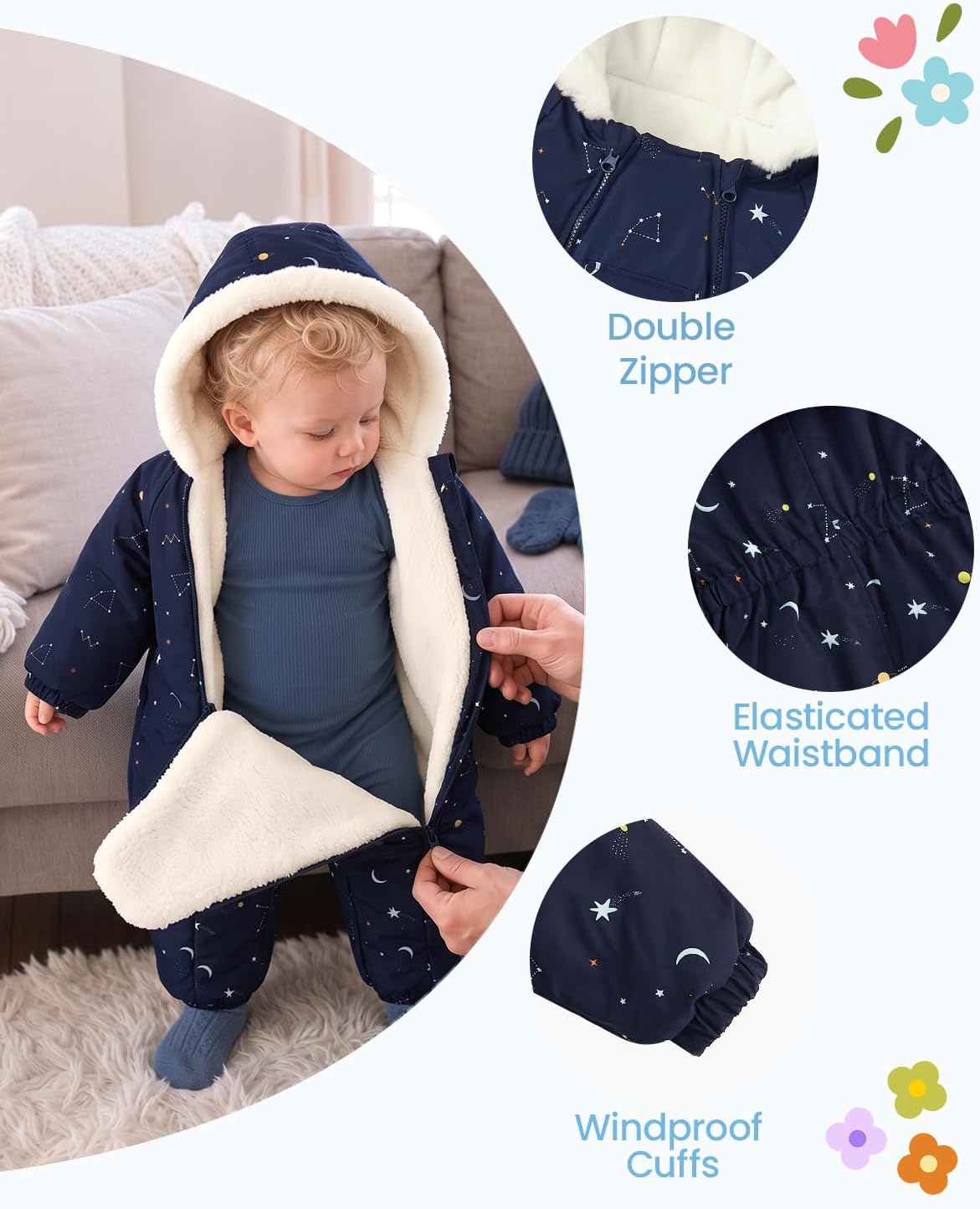 JiAmy Baby Snowsuit Newborn Winter Suit Toddler Girls Boys Snow Suit Outfit