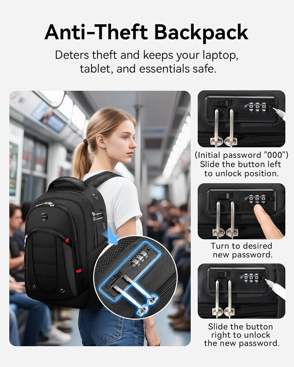 CROSSGEAR Travel Laptop Backpack, Large Computer Business Backpack Fits 17.3 Inch Laptop, Multi-pocket, Breathable Padded, Water Resistant Casual Daypacks for Men Women