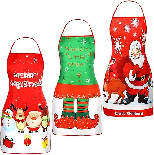 Nialnant 3 delantales de Navidad, delantales de cocina de vacaciones, Papá Noel, alce, patas de elfo, muñeco de nieve, decoración de Navidad para disponible en Yaxa Costa Rica