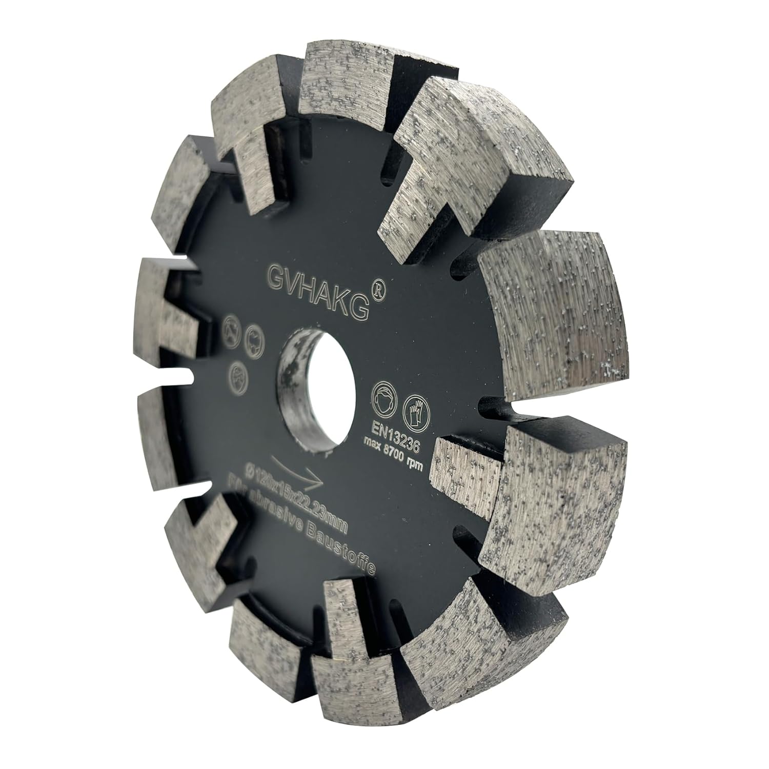 Diamond Milling Disc 120 mm, Broaching Disc for Abrasive Floors, Screed, Asphalt, Premium Quality Broaching Disc with T-Protection Segment (120 x 15 x 12 x 22.23 mm)