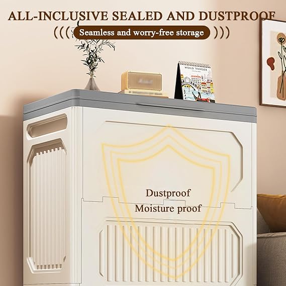 Toy Storage Boxes with Lids - Large Capacity Storage Box with Wheels - Folding Organiser Storage Bins for Toys/Office Supplies/Snacks/Books/Clothes,Brown,60CM/24IN