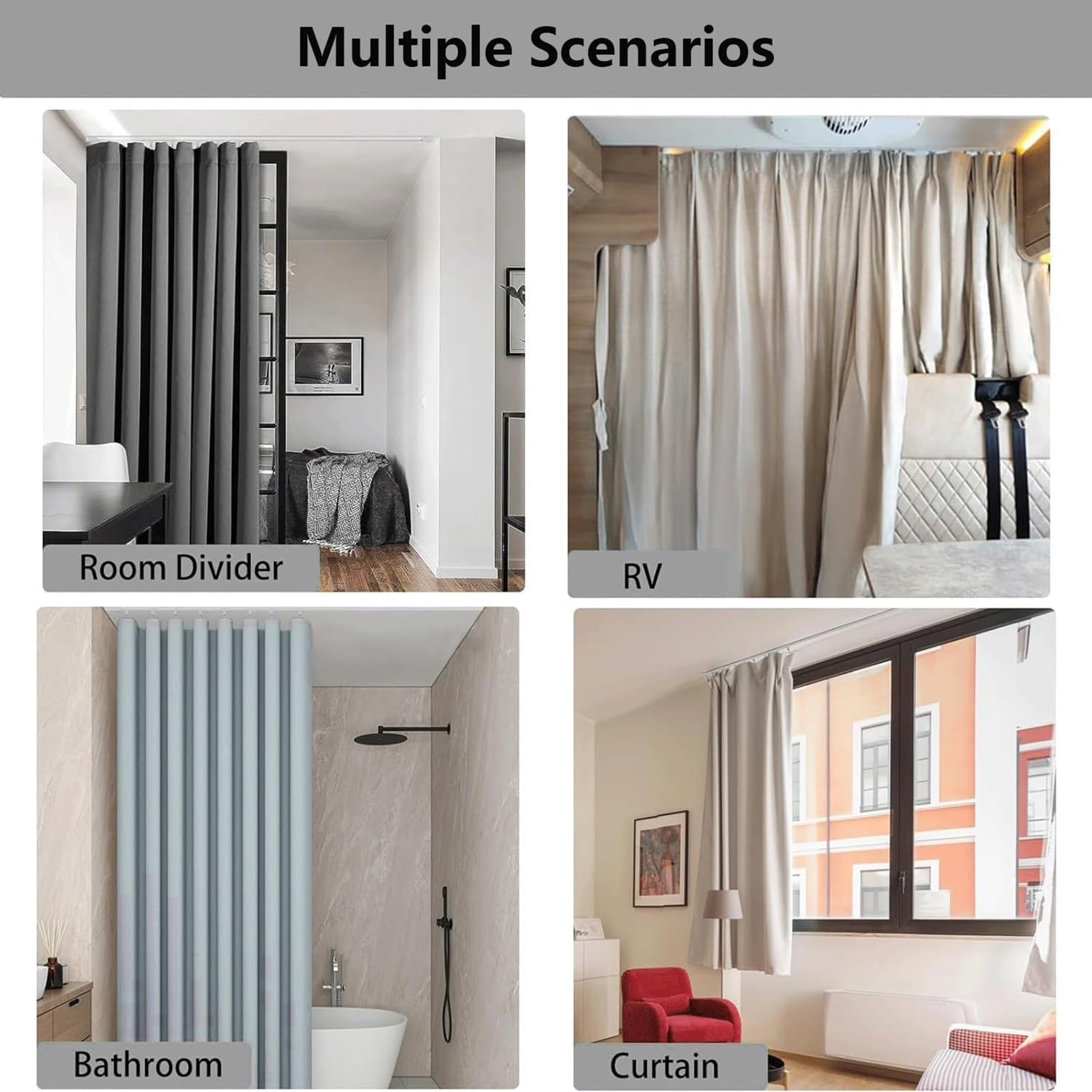 Tringle à rideau de plafond, rail simple ultra fin, séparateur de pièce pour salon et chambre à coucher, utilisation polyvalente en intérieur