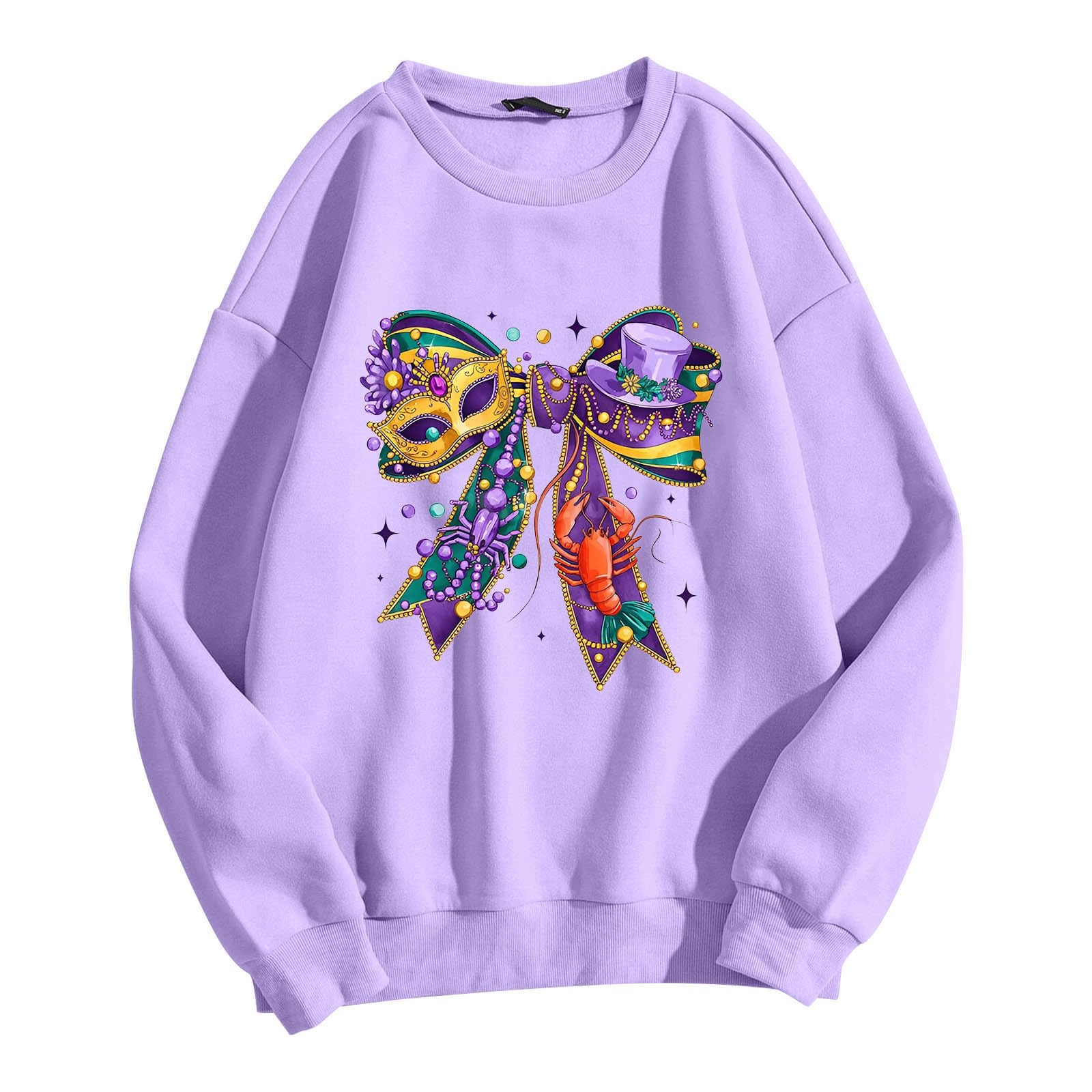 Women's Trendy Pullover Hoodie Letter Print Round Neck Top For Fall & Winter Funnel Pullover Women (D-Purple, XL)