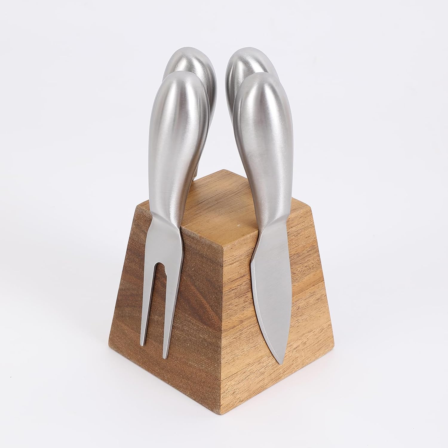 olelo 4 Small Original Cheese Knife Set with Acacia Wood Holder and Stainless Steel handle, Cheese Knives Set with Magnetic Stand, Stainless Steel Charcuterie Board Utensils, Picnic, Home, Party olelo 4 Small Original Cheese Knife Set with Acacia Wood Holder and Stainless Steel handle, Cheese Knives Set with Magnetic Stand, Stainless Steel Charcuterie Board Utensils, Picnic, Home, Party