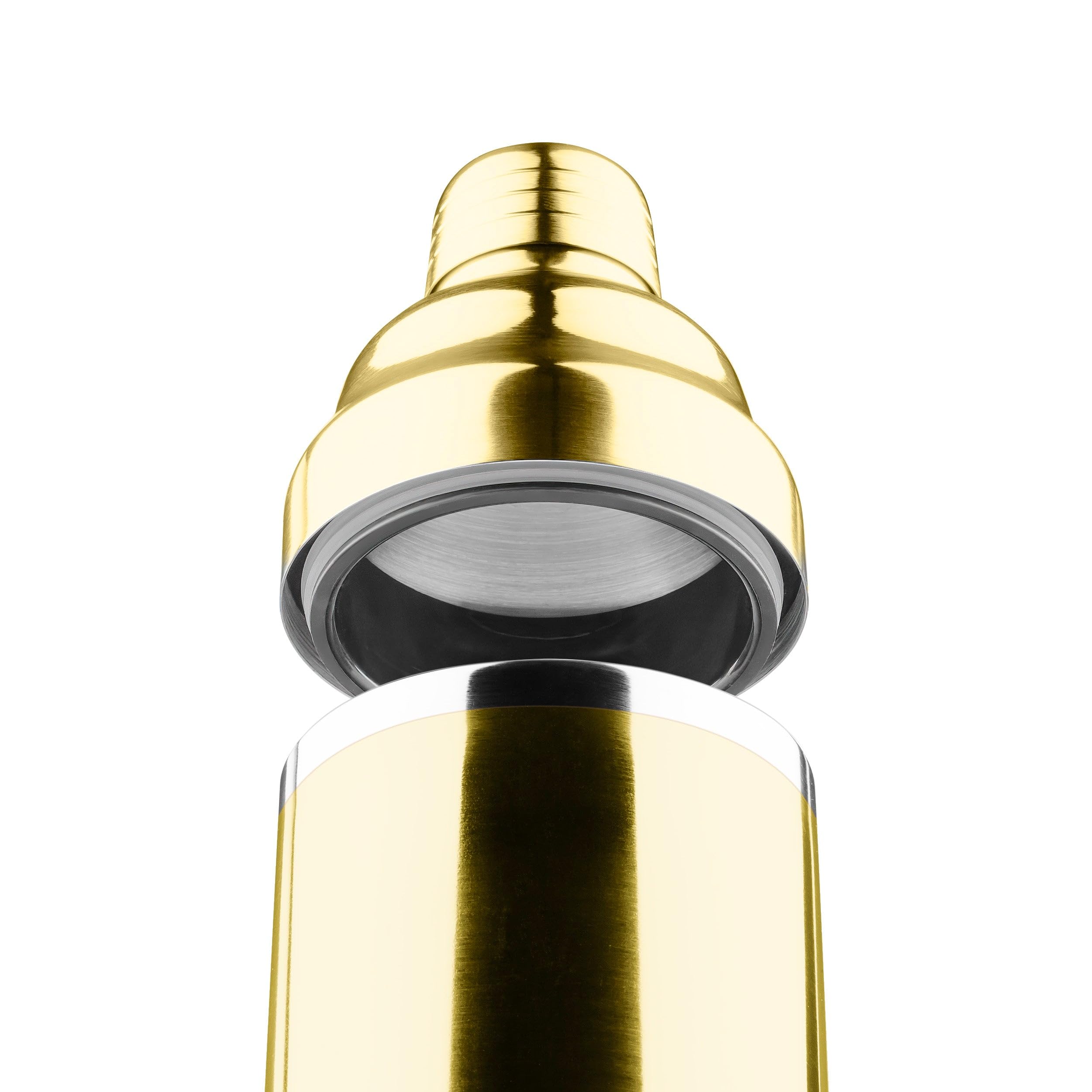 Final Touch Double Wall Brass Plated Stainless Steel Cocktail Shaker (FTA1850-18), 14oz (414ml) - Image 3