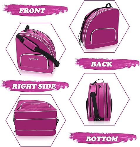Miniatura 6 de TOPOWN Bolsa premium para patines de hielo - Bolsa de patines y cuchillas para hombres y mujeres - Negro y rojo rosa