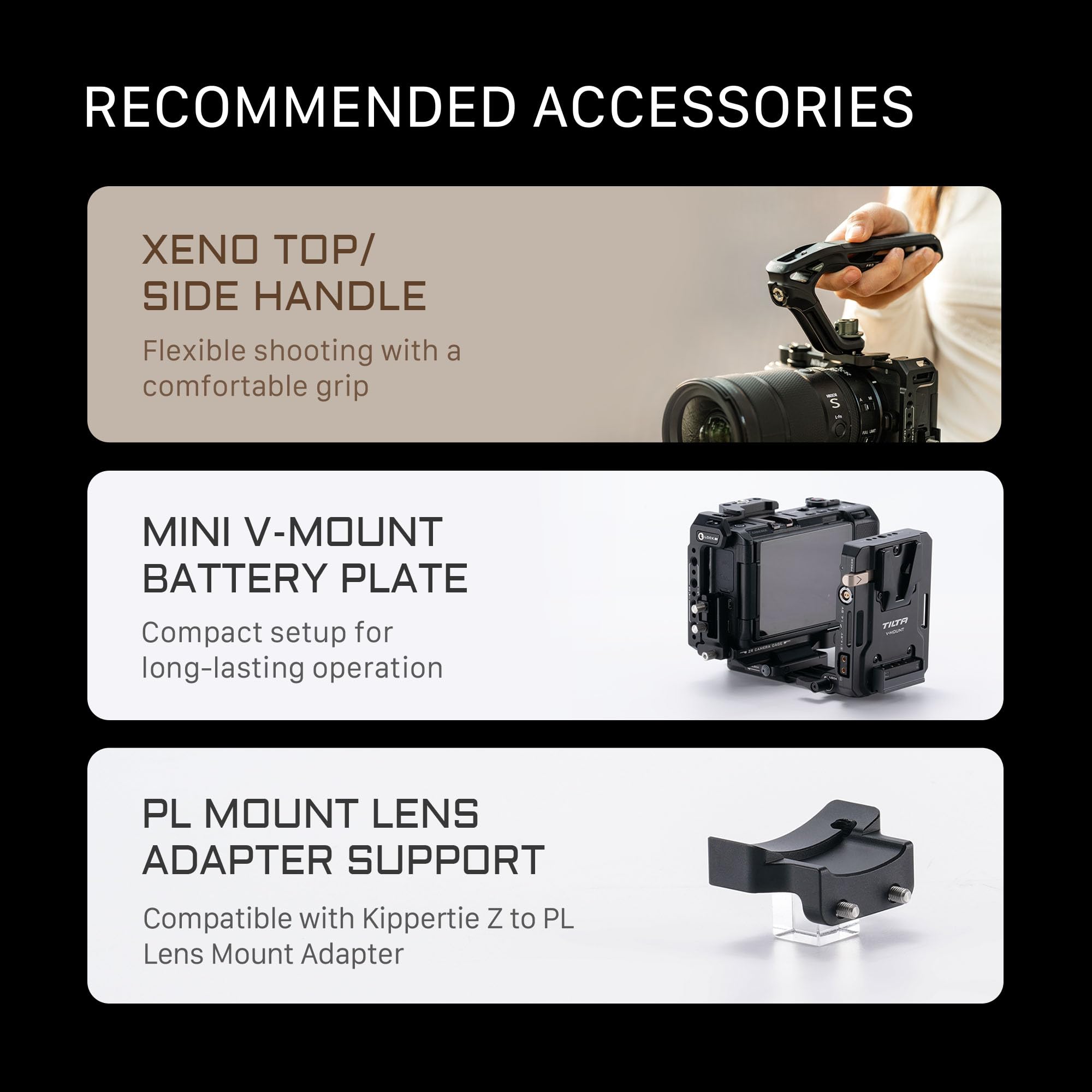 Tilta ZR Cage, gabbia completa per fotocamera compatibile con Nikon ZR con filettature da 3/8“-16, 1/4”-20, micro HDMI e morsetto per cavo USB-C - Nero TA-T98-FCC-B