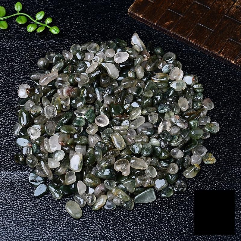 Piedra de Cristal Triturado, Grava de Cristal Fantasma Verde Natural de 5-12 mm en Varios tamaños for peceras y macetas.(7-9mm,1000g)