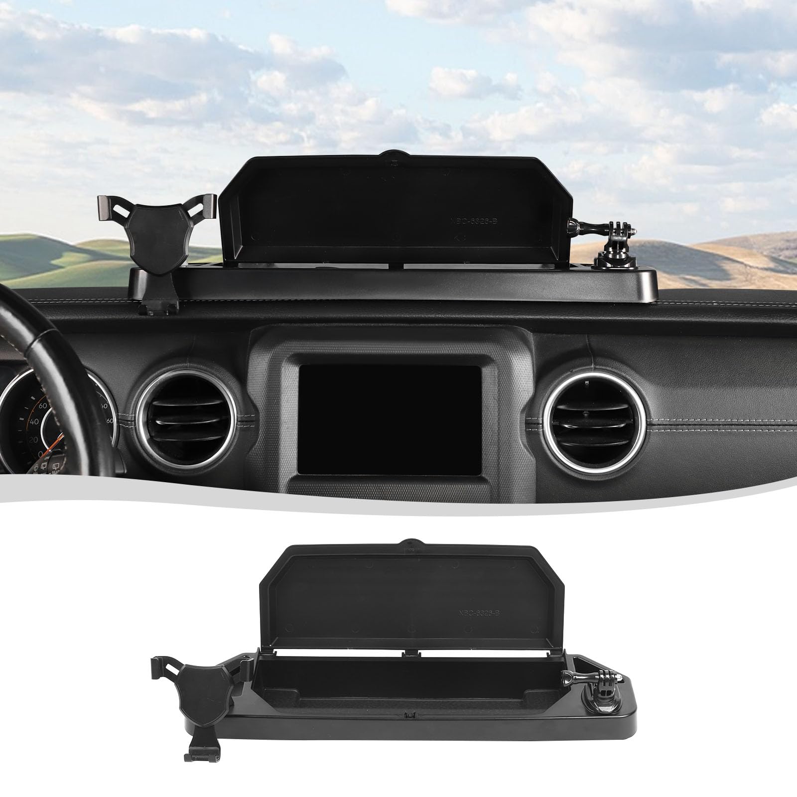 Voodonala Wrangler JL Phone Holder with Storage Box, Compatible with 2018-2023 Jeep JL & Gladiator JT, Multi-Mount Dashboard Organizer for Easy Access