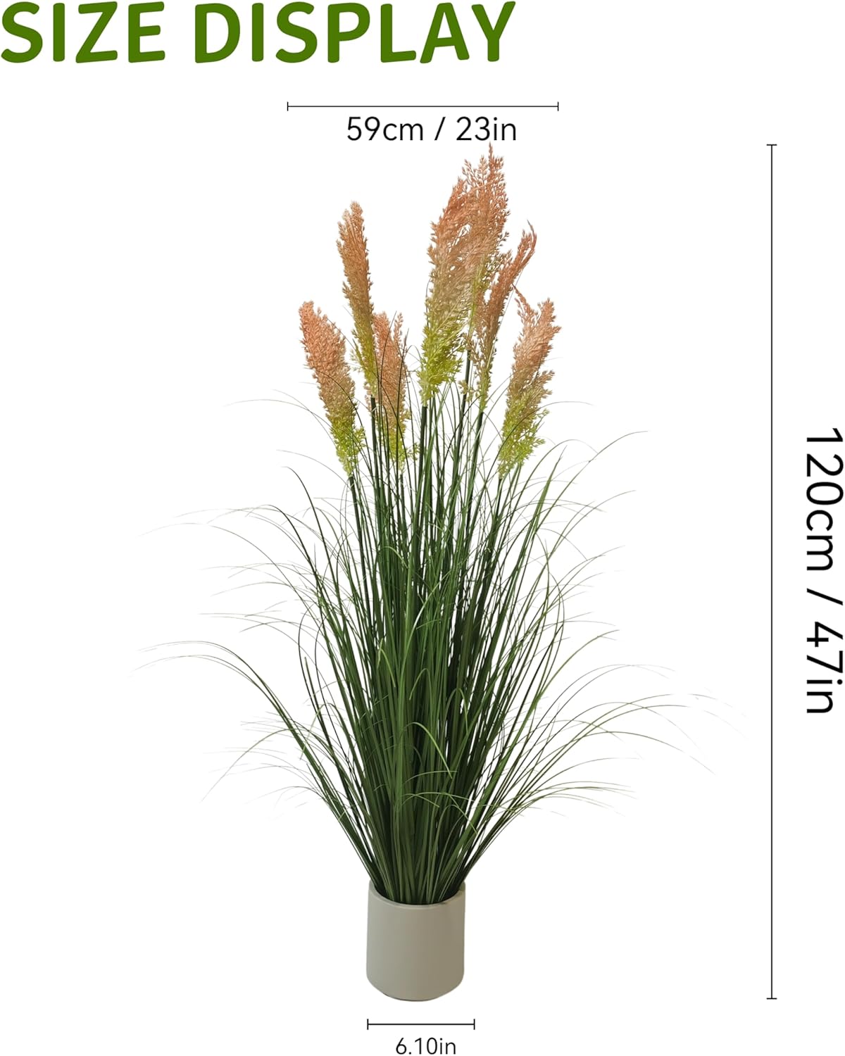47" Artificial Grass Plants (4ft, 2 Pack) - Artificial Faux Plants Featuring Tall Grass, Fake Grass, Yellow Home Decor for Indoor Floor Plant Display（Green）