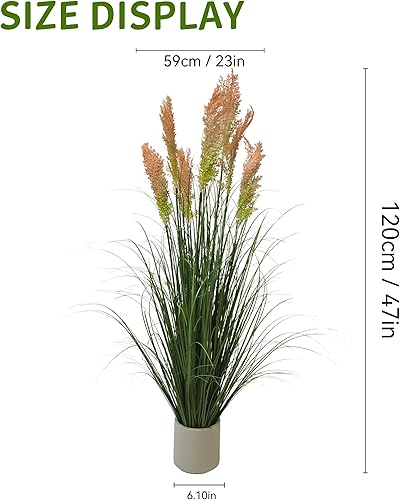 Miniatura 2 de ECOFOREST 47 pulgadas 4 pies 1 paquete de plantas en maceta de hierba de las pampas hierba de las pampas sintética para decoración de la casa
