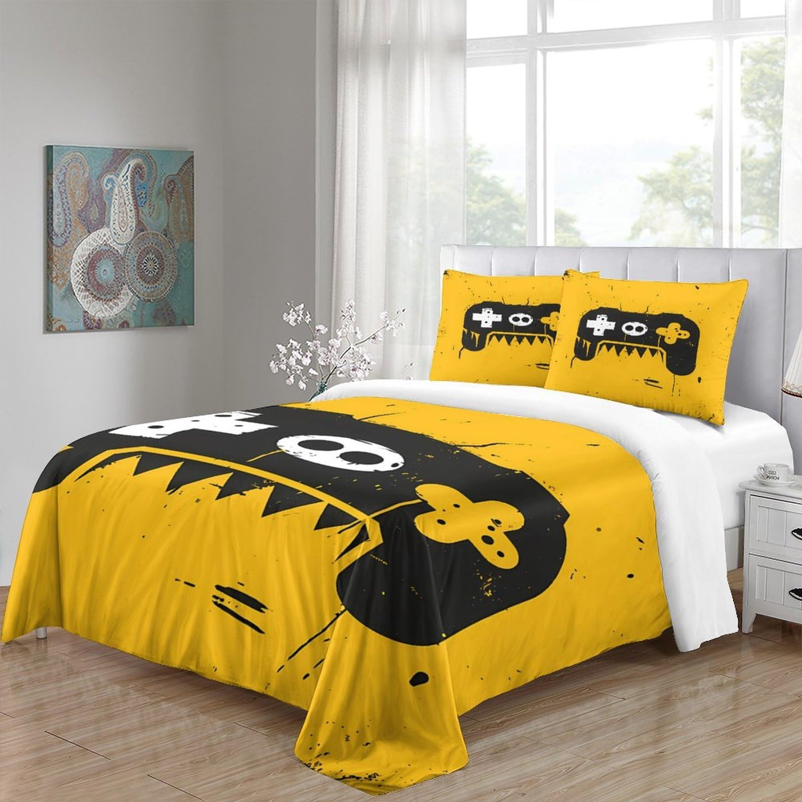 Mando de Juego 3D Impreso Funda Nórdica Microfibra para Adolescentes Adultos Decoración de Dormitorio Juego de Cama Divertido Suave Transpirable Super King（260x220cm）