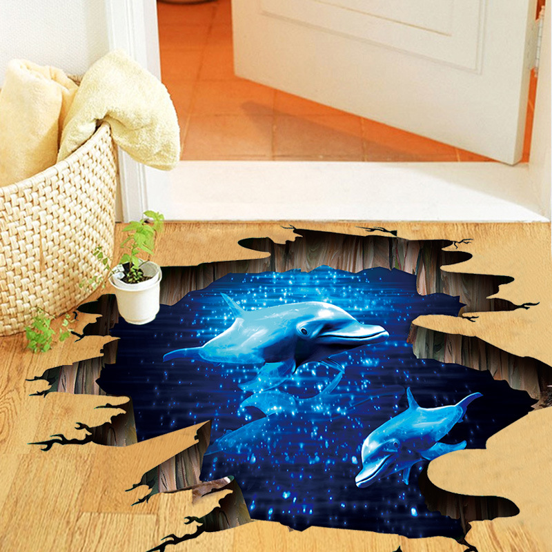 Vinilo Decorativo 3D Delfines Galaxia Cielo Estrellado 90x68 cm miniatura 7