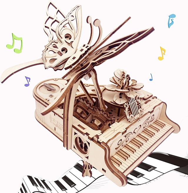 3D Holzpuzzle für Erwachsene - Piano DIY Spieluhr Holz Modellbausätze Bausätze BAU Handwerk Kits Mechanische Puzzles für Alter 15+ Jahre alt