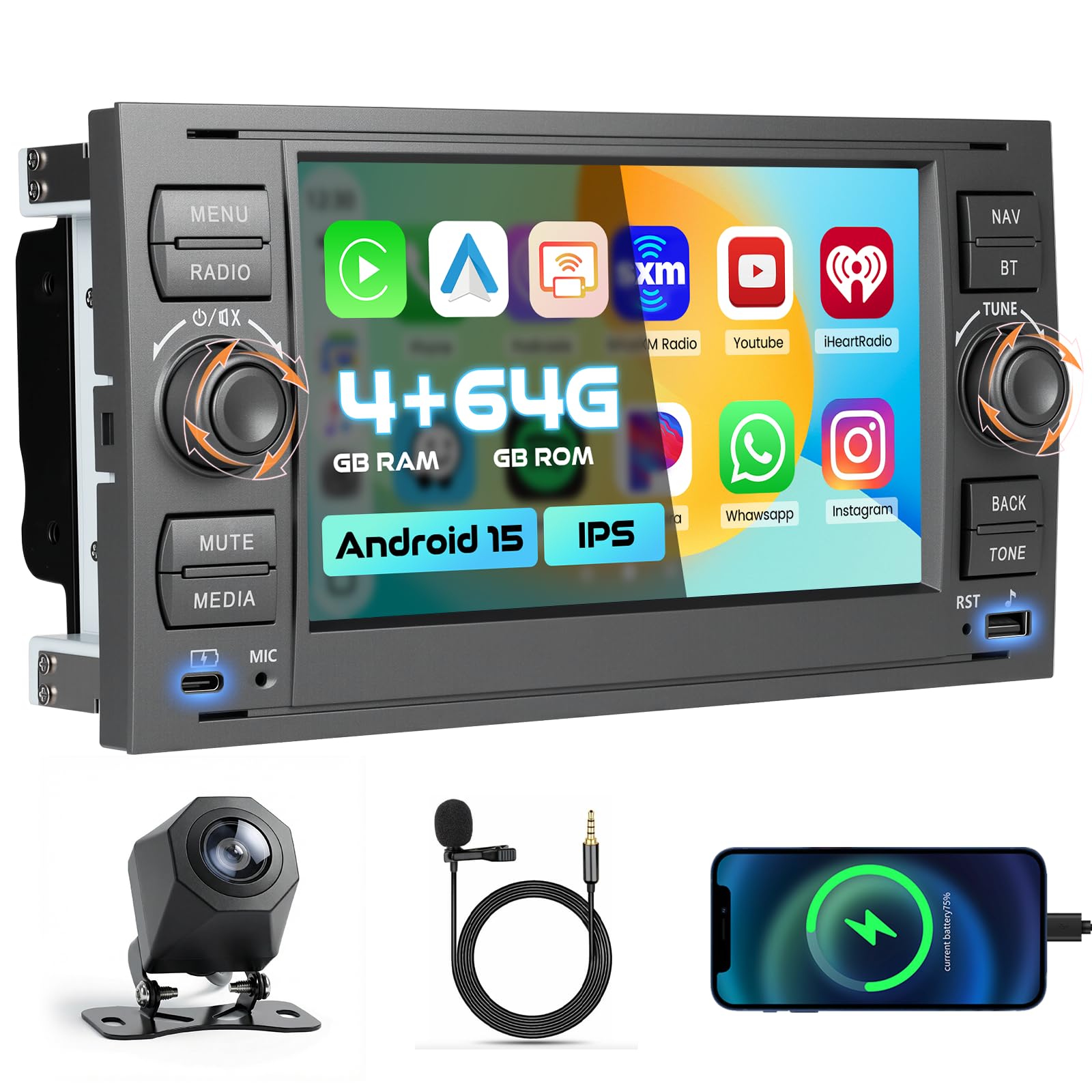 4+64G Radio Coche para Ford Transit Fiesta Focus Galaxy Mondeo Fusion Kuga