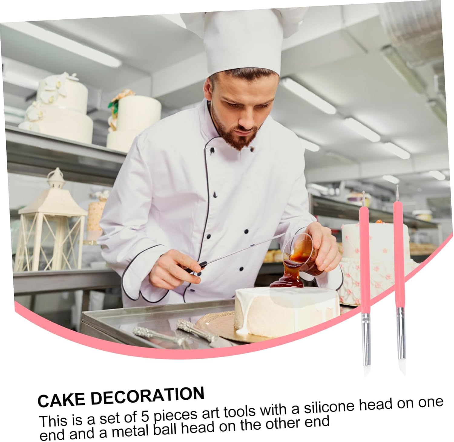 ULDIGI 5pcs Cake Engraving Pen Kit Double-Ended Shaper Tool Tips for Clay Modeling Pottery Art Projects