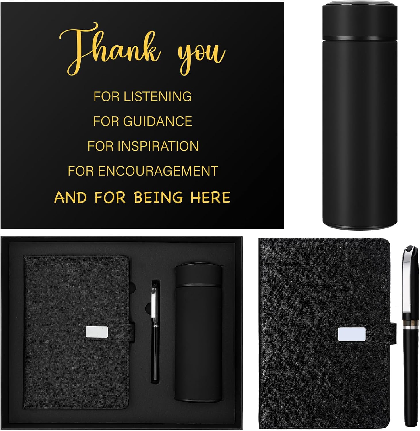 Thank You Gifts for Men Coworker Teacher Employees Appreciation Gift Notebook Pen and Tumbler Thank You for Listening Gift for Coworker Staff Teacher Volunteer Nurse Lady Women Work Business