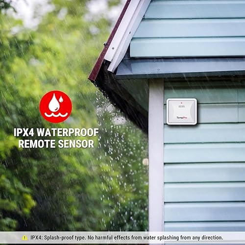Miniatura 5 de ThermoPro Termómetro inalámbrico para interiores y exteriores de 500 pies, termómetro de invernadero exterior con sensor de temperatura, termómetros