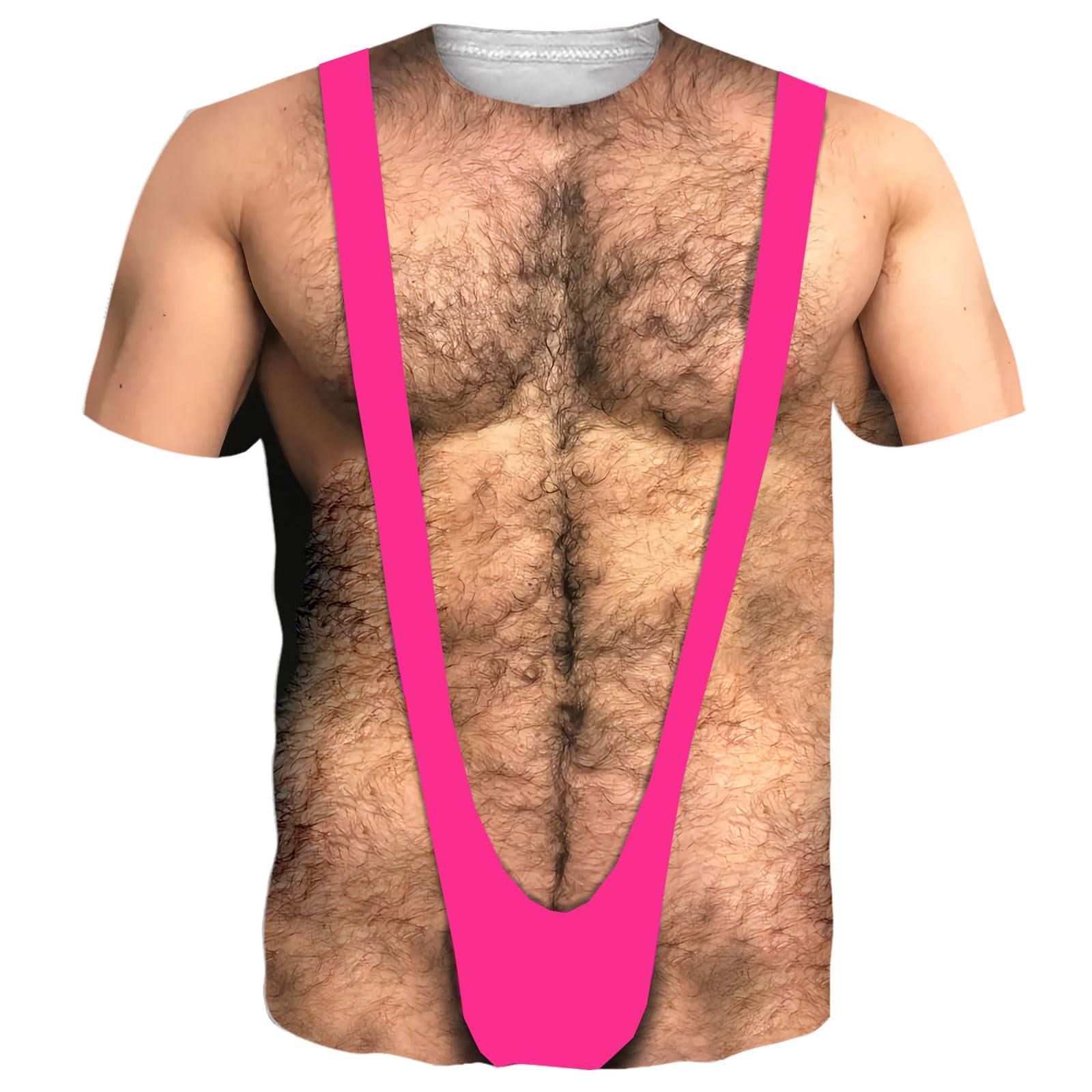 Goodstoworld Unisex 3D Fake Abs T Shirts Shredded Chest Printed Short Sleeve Costume Novelty Tees Shirt