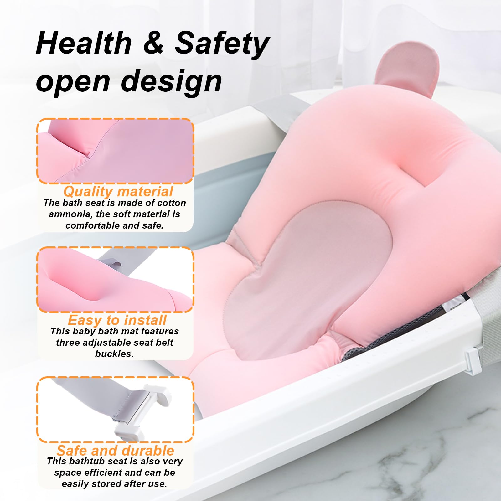 Cuscino per Bagnetto Neonato: Tappetino Antisdrucciolo per Vasca da Bagno, Seggiolino Imbottito per Bambino