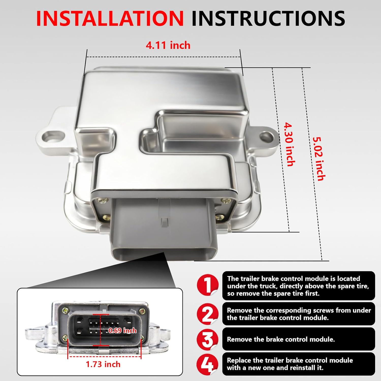 Trailer Brake Control Module (TBCM) Compatible with Cadillac Escalade (15-20), for Chevrolet Silverado Suburban Tahoe (14-20), for GMC Canyon Sierra Yukon (14-21) Replaces 23337305 23114650 23104453