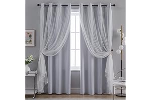 Anytime Home Curtains | 2 Layer Blackout and Sheer Layered Window Curtain...