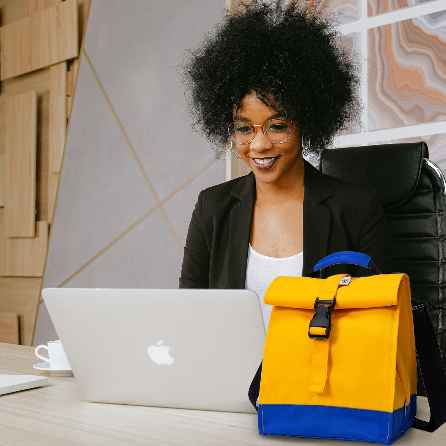 SUNNY BIRD Insulated Lunch Bag Rolltop Lunch Box Tote Lunchbox Bag for Women, Men, Boys and Girls (Yellow) - Image 7