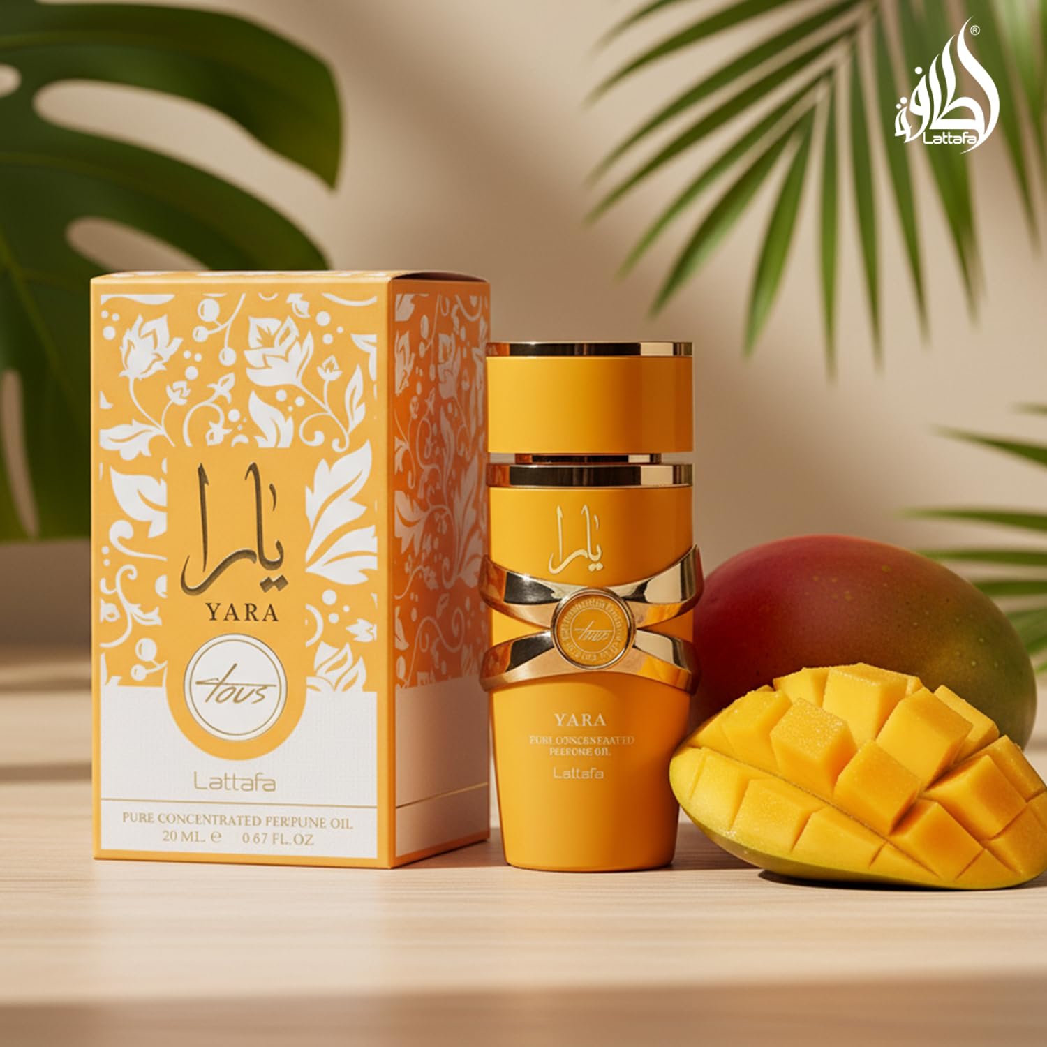 Lattafa Yara Pure Concentrated Perfume Oro, 20 ml, Lujoso diseño árabe