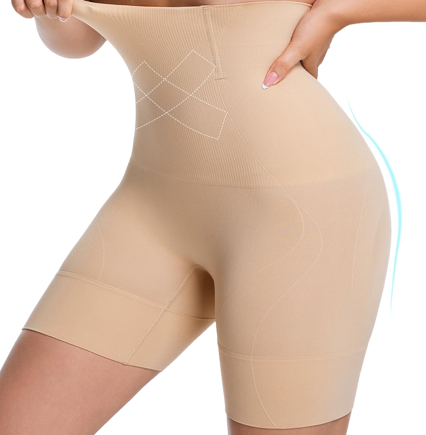 PRETTYWELL Shapewear Shorts for Women Tummy Control, Seamless Body Shaper High Waisted Girdle Butt Lifter Shorts