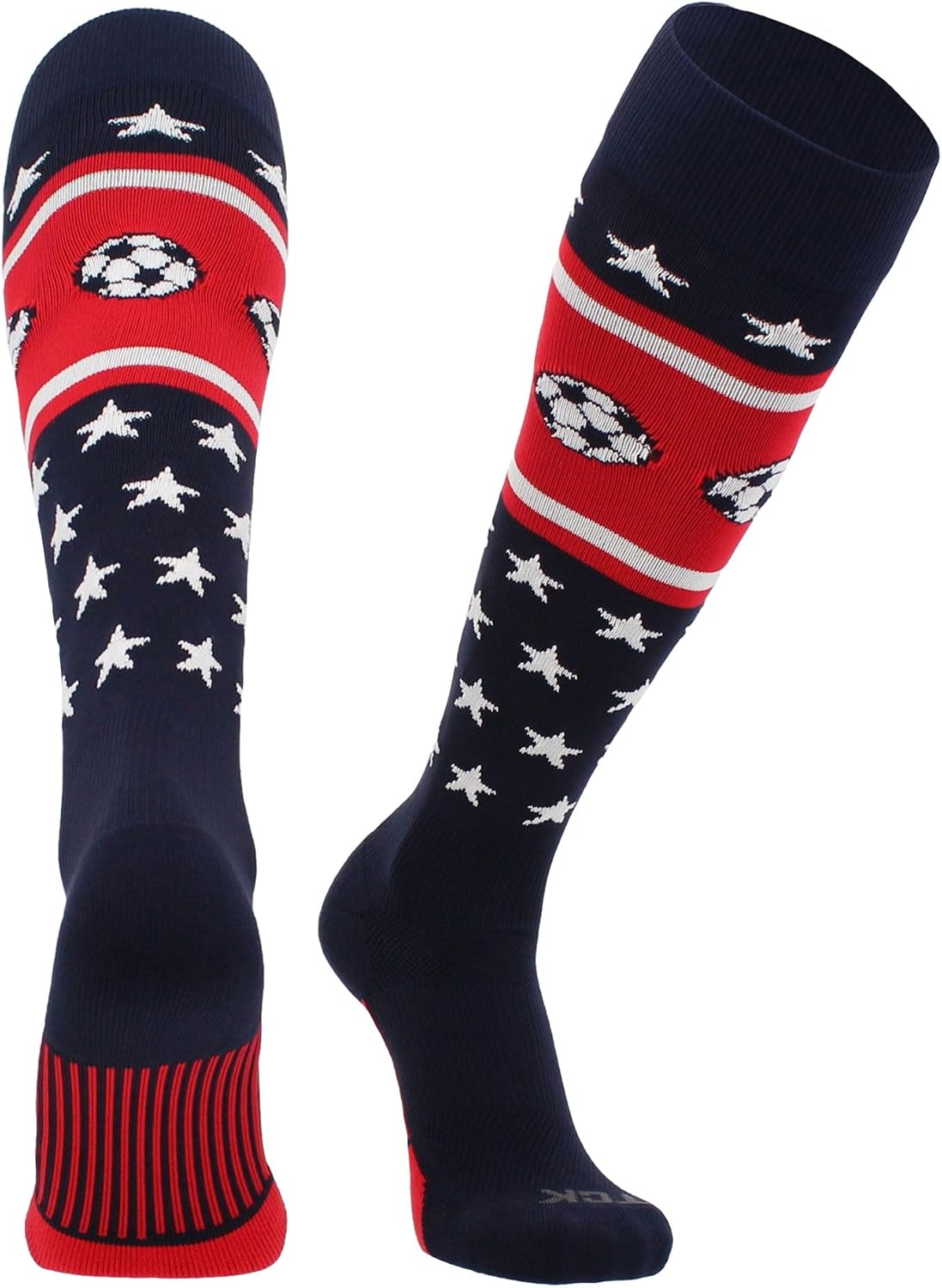 TCK Patriotic USA Soccer Socks (Navy/Scarlet/White, Medium)
