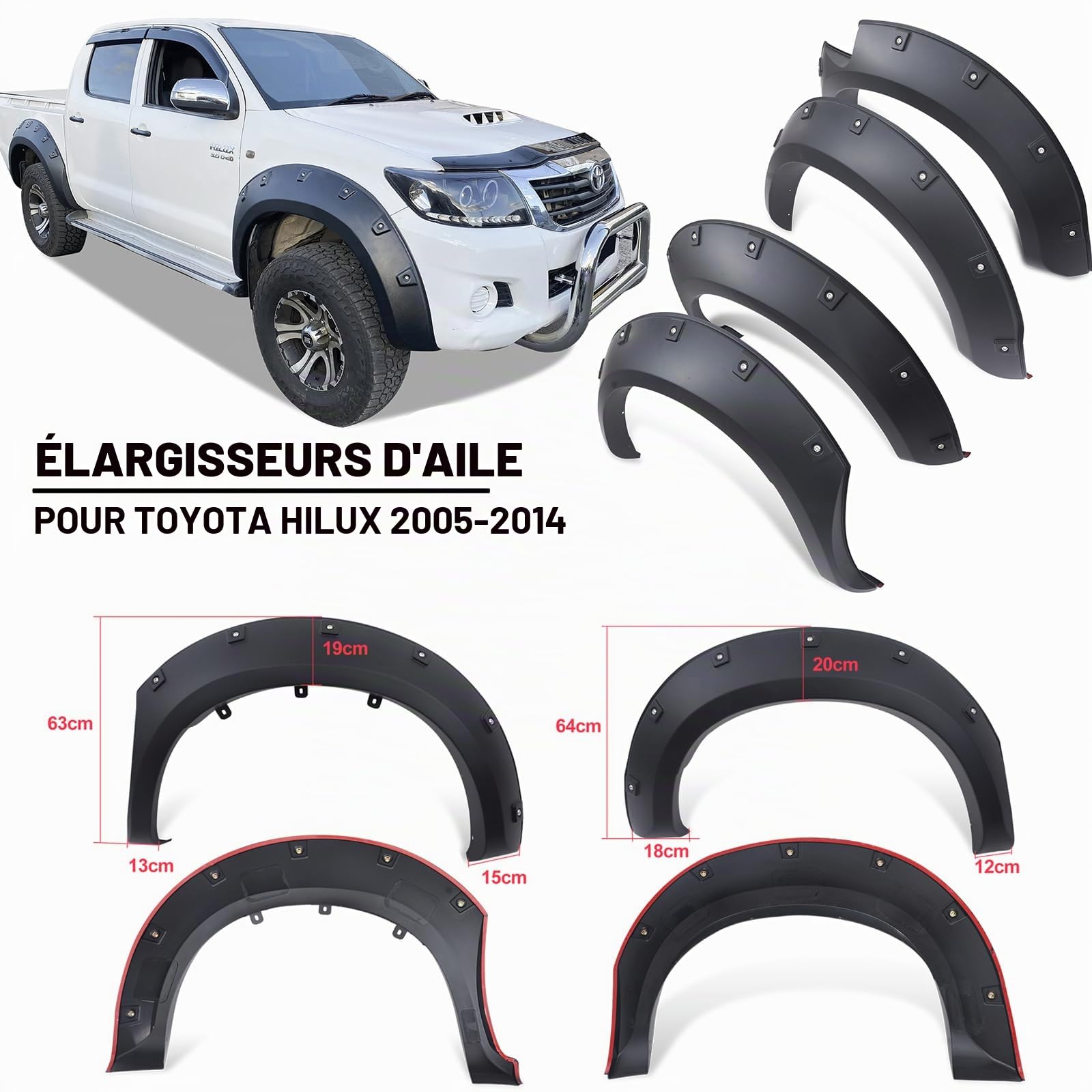 Élargisseurs d'aile 7,5" pour Toyota Hilux 2005-2014 Accessoires