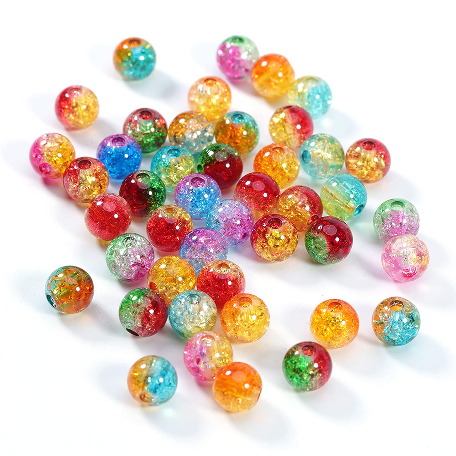 CYUaoao 200Pz Perline di Vetro Colorate 8mm Perline Scoppiettare Rotondo per Big
