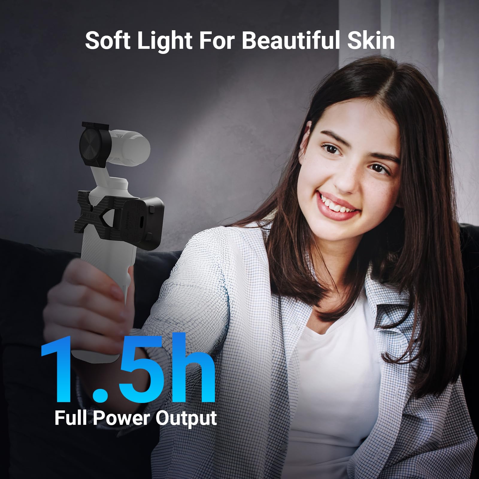 NEEWER Basics Magnetic Auxiliary Light Compatible with DJI OSMO Pocket 3 Gimbal Cam Creator Combo, 1.3W USB C Rechargeable Plastic Mini LED Fill Light Attachment for Selfie Vlog Video Recording,: M21 Black w/Upgraded Mounts