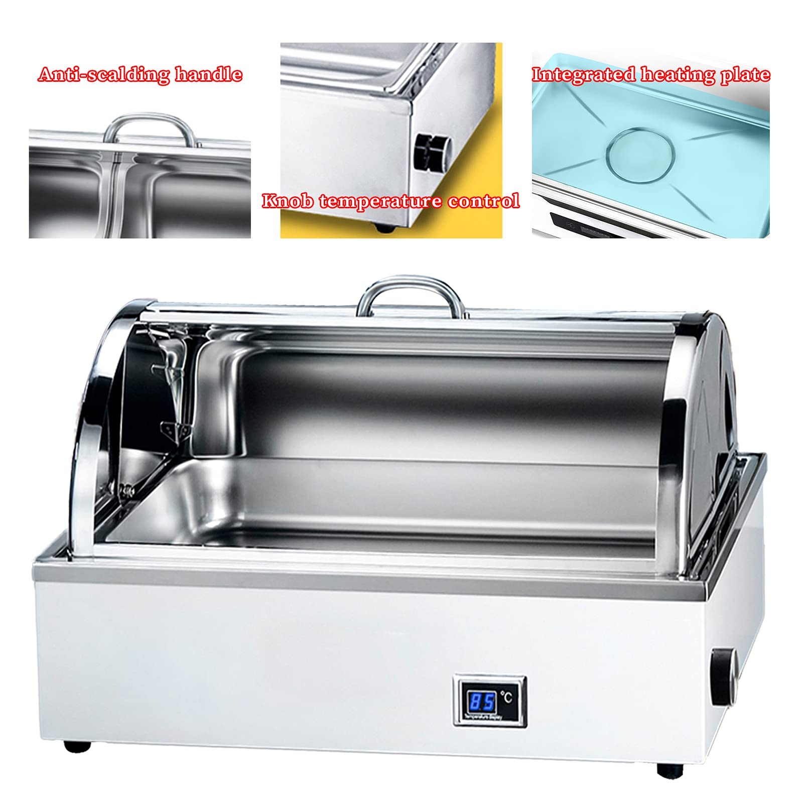 Set scaldavivande elettrico da buffet, 9 l, in acciaio inox, con display digitale, ideale per feste ed eventi