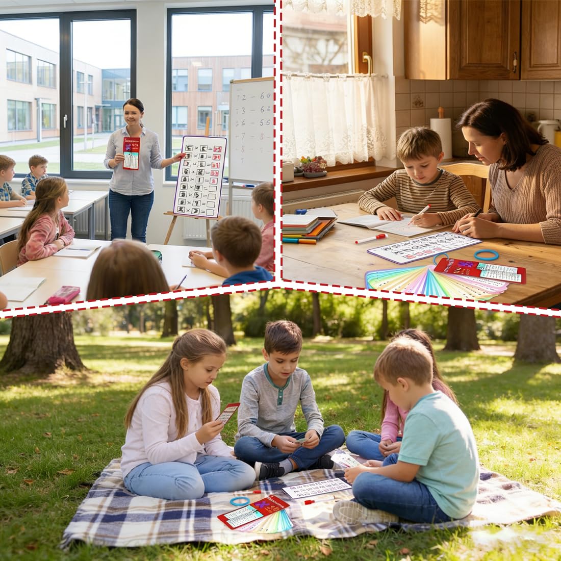 13 Schede Didattiche Tabelline 1x1 Carte Interattive per Matematica Cancellabili a Secco Senza Sbavature e Residui di Colore