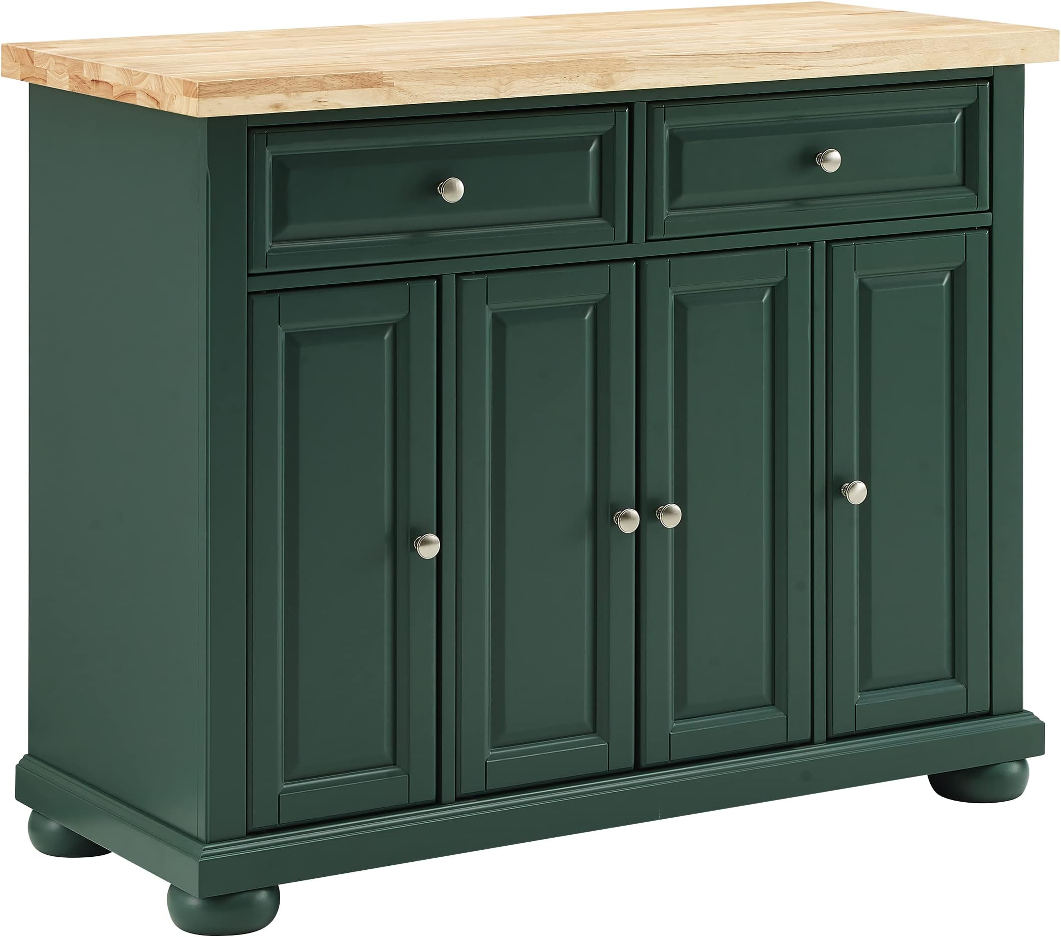 Crosley Furniture Madison Madison Rolling Kitchen Island Cart, Microwave Stand, Coffee Bar, with Shelves and Drawers, Emerald Green