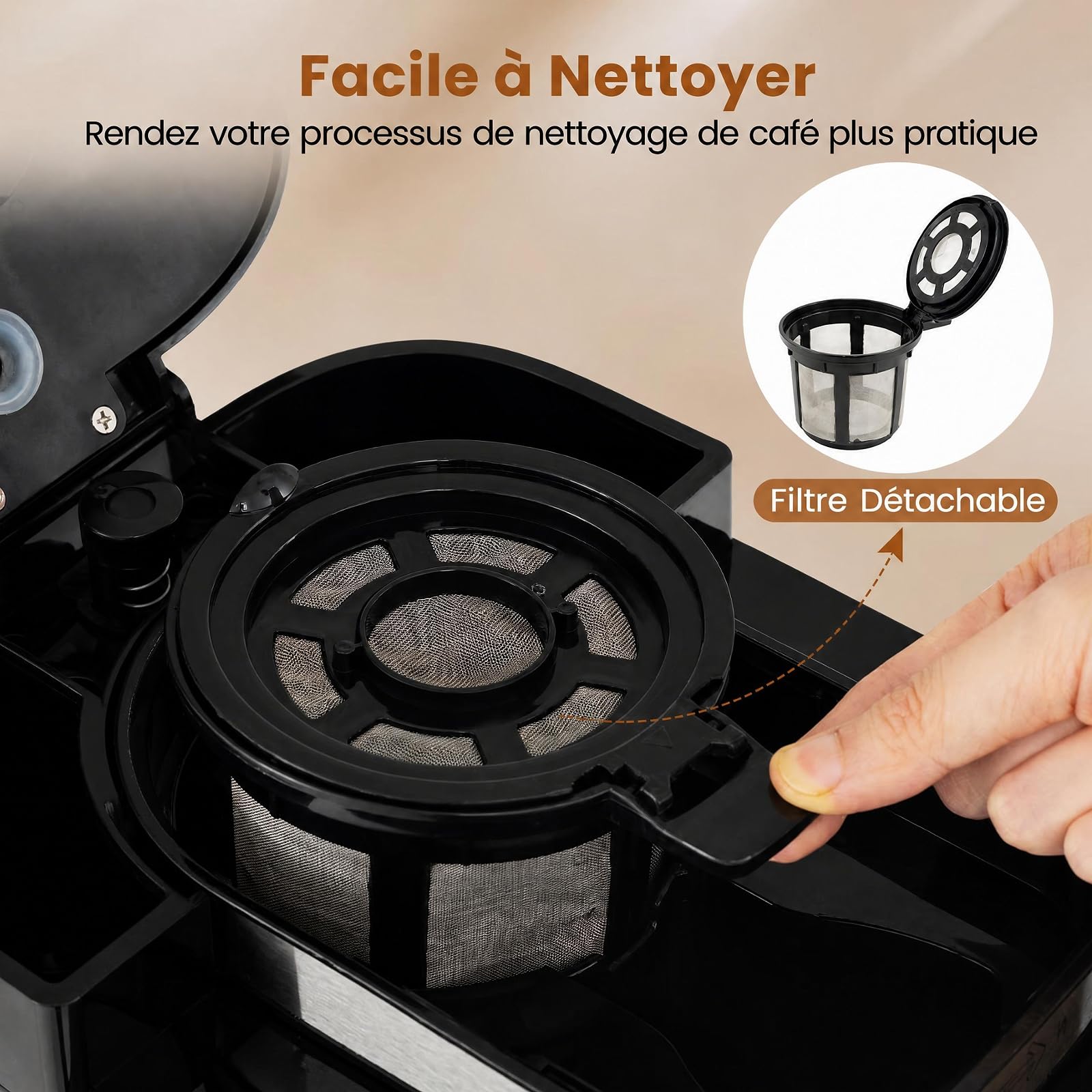 COSTWAY Cafetière Filtre avec Verseuse Isotherme de 1 L, Capacité 8 Tasses