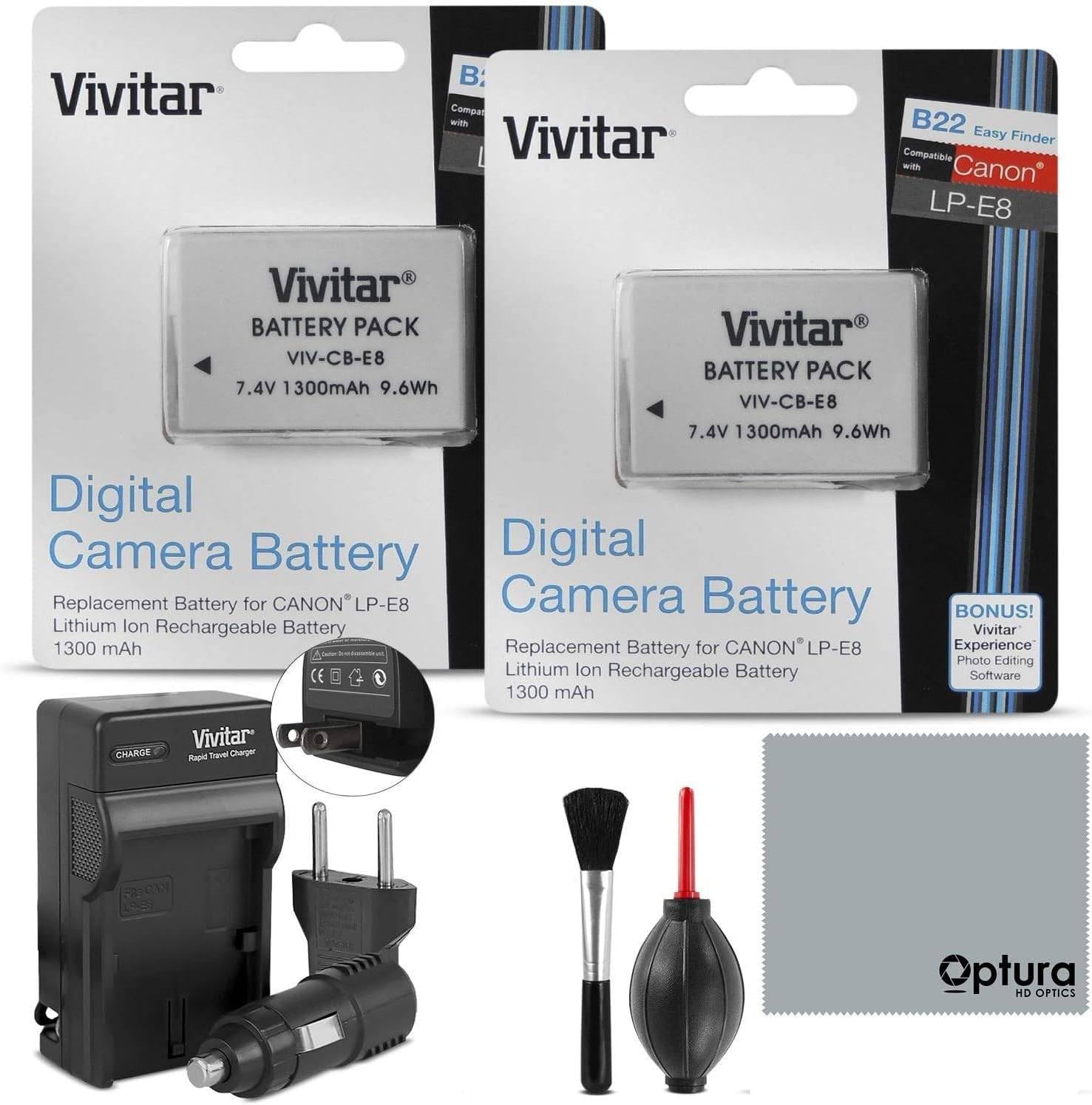 Vivitar LP-E8 Battery and Charger Kit for Canon DSLRs