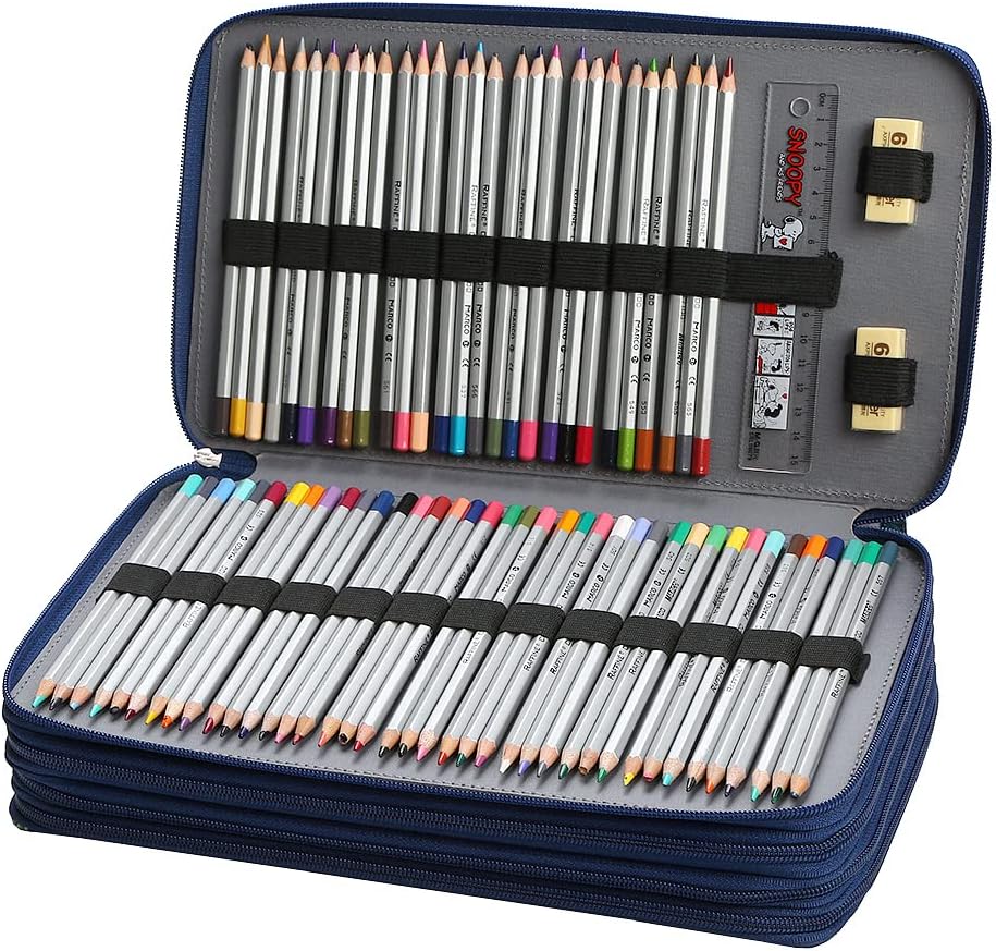 300 Slots Pencil Case 4-Layer Zipped Holder w/Handle image 3