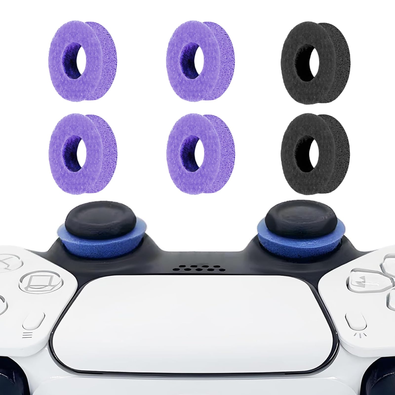 6 Pack Precision Rings Aim Assist for PS4/5, Compatible with Xbox Controllers Accessories– Enhance Accuracy & Control with Soft Silicone Rings – Compatible with Fortnite & FPS Games Purple+Blue