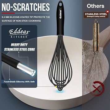 Whisks For Cooking Up To 500F Silicone Whisk tool Non-Scratch