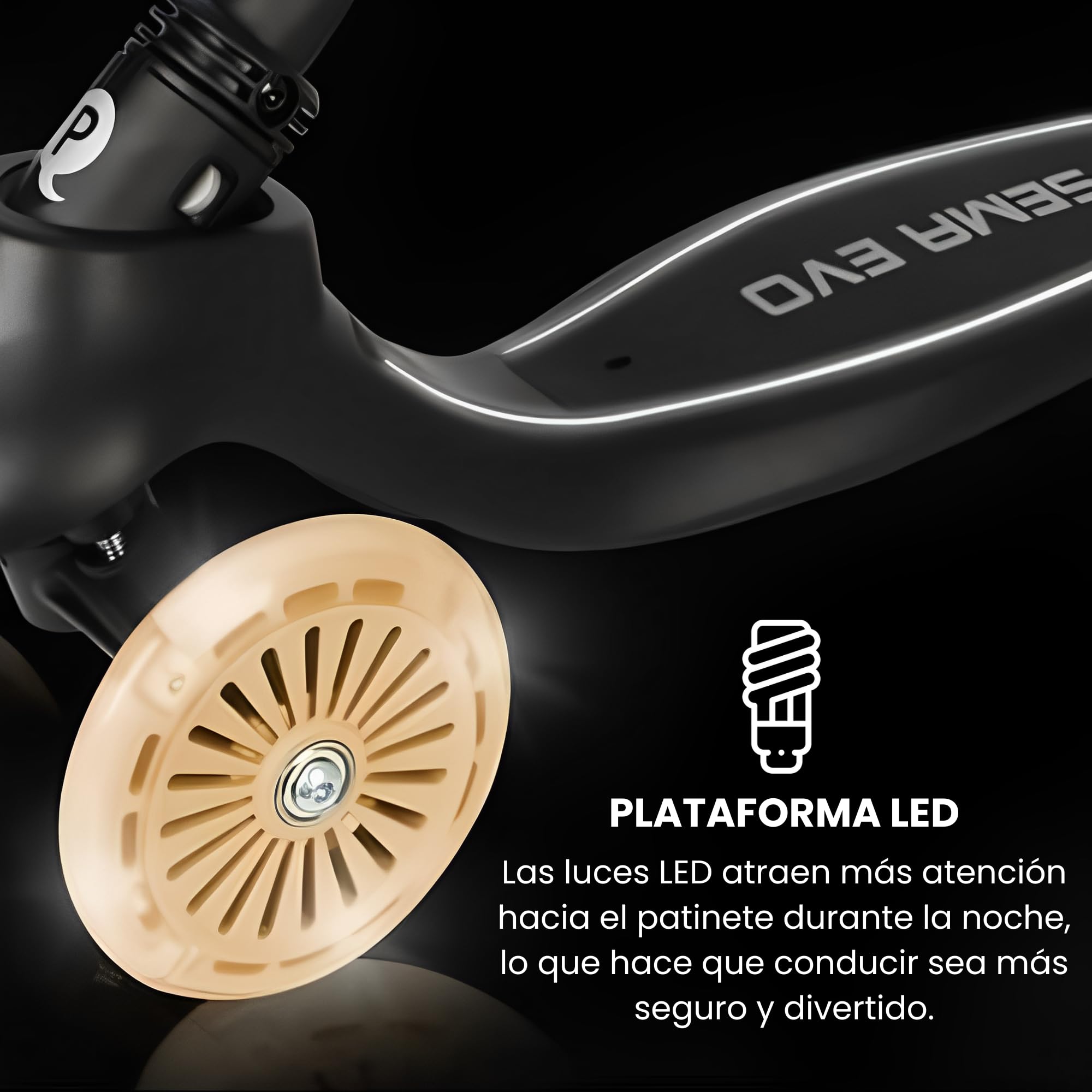 Qplay SEMA Patinete 3 en 1 para Niños, Correpasillos y Patinete Evolutivo, Modo Empuje Parental, Manillar Ajustable, Ruedas de Goma Sin Pinchazos, Freno Trasero, 36-72 Meses